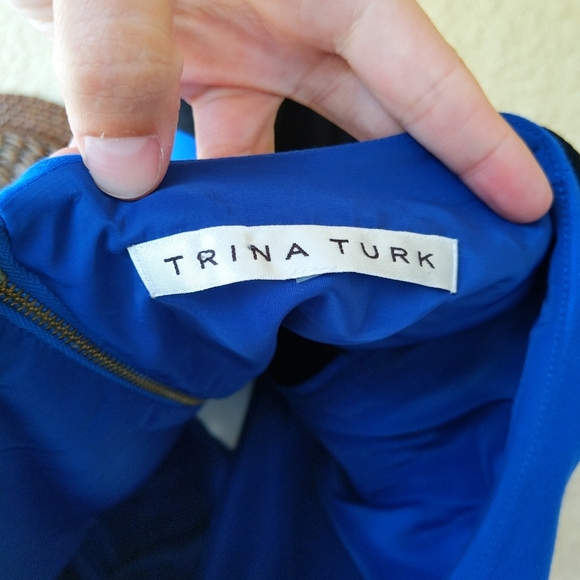 Trina Turk Cubanist Colorblock Blue Dress Long - Picture 4 of 7